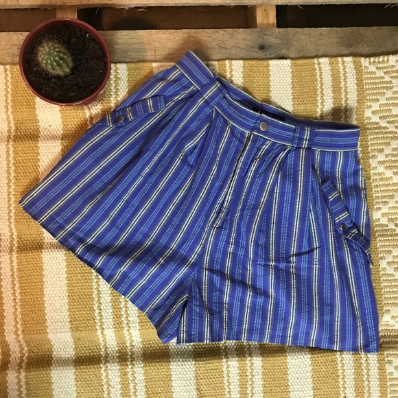 vintage striped high waisted cotton shorts - Picture 4 of 6